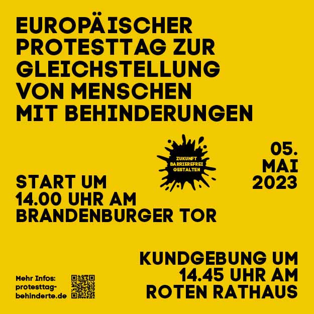 Plakat zum europäischen Protesttag zur Gleichstellung von Menschen mit Behinderung